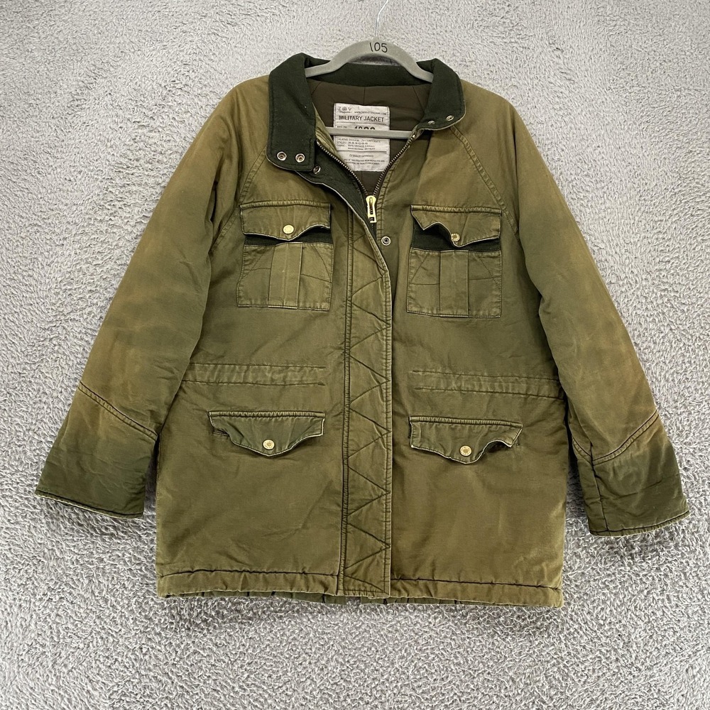 Zadig & Voltaire Military Jacket Womens XS Olive Krown Embroidered Butterfly